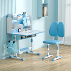 Desk for Kids, Pink Kids Desk and Chair Set Adjustable Height with Drawers and Storage, Cartoon Pattern Kids Desk for Girls, Curved Desktop School Study Desk for Kids - Grand Goldman