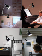 Desk lamp Eye-Caring Table Lamps, 360°Rotation Gooseneck Clip on Lamp Reading Light Portable Reading Book Light, Clamp Light, Study Desk Lamps for Bedroom and Office Home Lighting (Black) - Grand Goldman