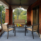 Devoko 4 Pieces Patio Furniture Set Outdoor Garden Patio Conversation Sets Poolside Lawn Chairs with Glass Coffee Table Porch Furniture (Black) - Grand Goldman