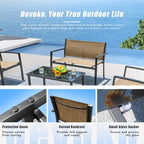 Devoko 4 Pieces Patio Furniture Set Outdoor Garden Patio Conversation Sets Poolside Lawn Chairs with Glass Coffee Table Porch Furniture (Black) - Grand Goldman