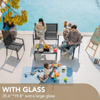 Devoko 4 Pieces Patio Furniture Set Outdoor Garden Patio Conversation Sets Poolside Lawn Chairs with Glass Coffee Table Porch Furniture (Black) - Grand Goldman
