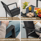 Devoko 4 Pieces Patio Furniture Set Outdoor Garden Patio Conversation Sets Poolside Lawn Chairs with Glass Coffee Table Porch Furniture (Black) - Grand Goldman