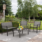 Devoko 4 Pieces Patio Furniture Set Outdoor Garden Patio Conversation Sets Poolside Lawn Chairs with Glass Coffee Table Porch Furniture (Black) - Grand Goldman