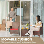 Devoko Patio Porch Furniture Sets 3 Pieces PE Rattan Wicker Chairs with Table Outdoor Garden Furniture Sets (Brown/Beige) - Grand Goldman