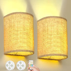 Dexnump Battery Operated Wall Sconce Set of 2, 18 RGB Colors Wireless Wall Picture Light Lamp with Remote Control for Bedroom, Adjustable Brightness, Timer - Grand Goldman