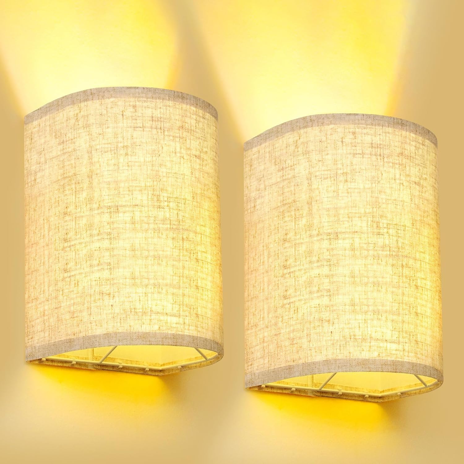 Dexnump Battery Operated Wall Sconce Set of 2, 18 RGB Colors Wireless Wall Picture Light Lamp with Remote Control for Bedroom, Adjustable Brightness, Timer - Grand Goldman