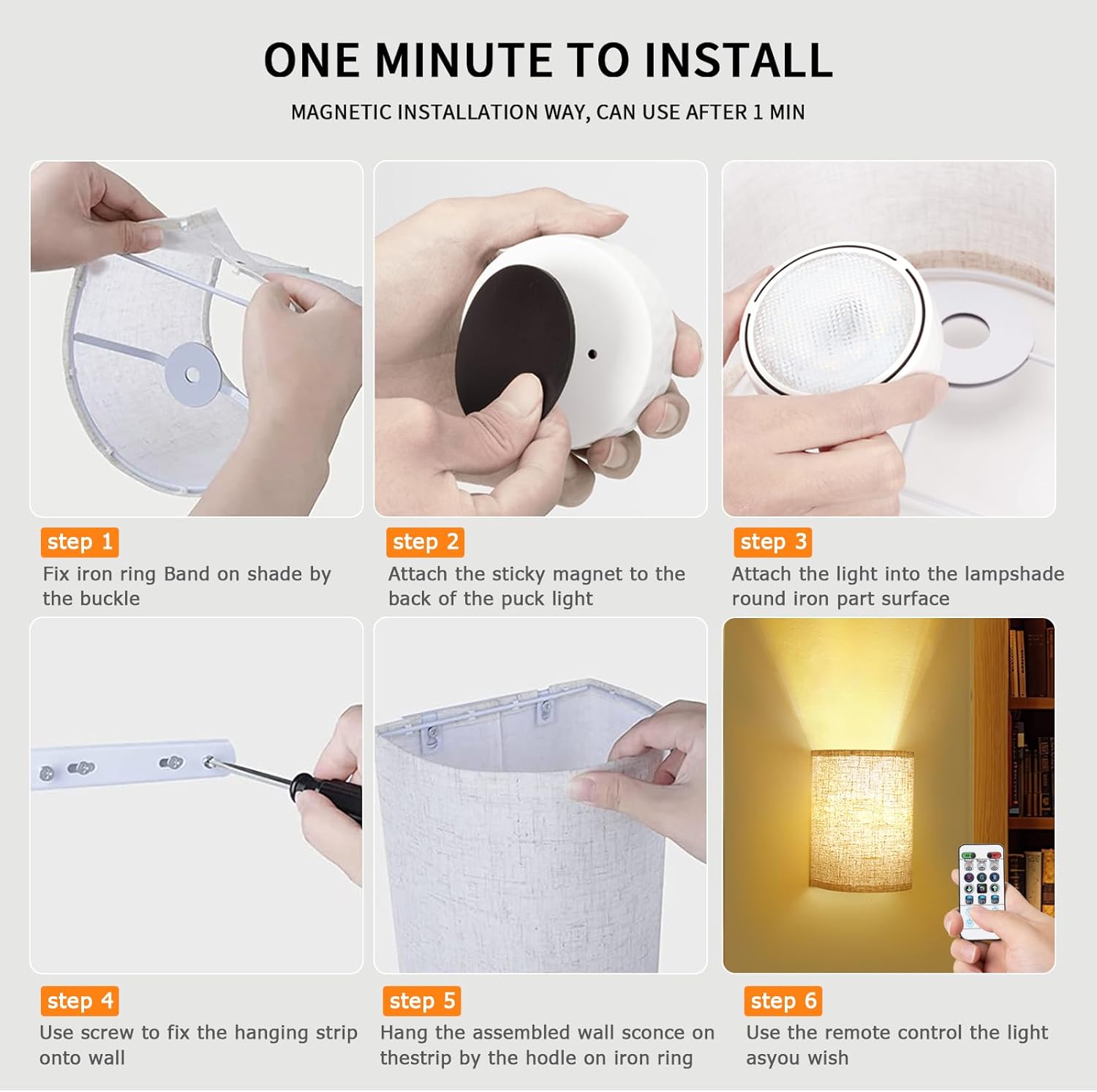 Dexnump Battery Operated Wall Sconce Set of 2, 18 RGB Colors Wireless Wall Picture Light Lamp with Remote Control for Bedroom, Adjustable Brightness, Timer - Grand Goldman