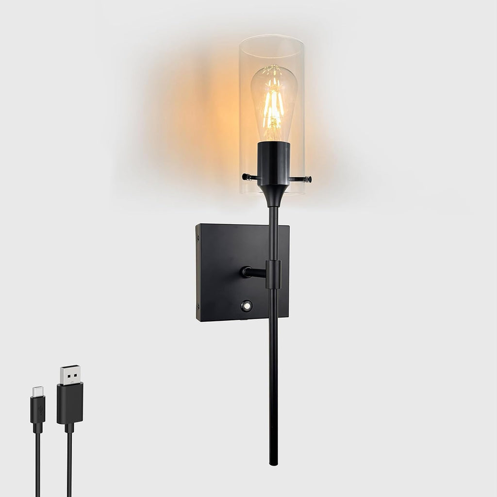 Dimmable Battery Operated Wall Sconce Set of 2, Rechargeable Wall Mount Light No Wiring, Easy Install Wireless Wall Lamp for Living Room Bedroom Hallway Farmhouse Indoor, Bulb Included - Grand Goldman