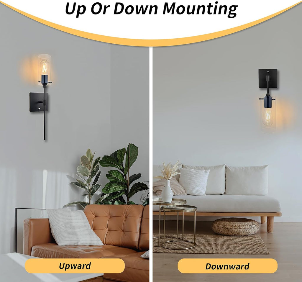 Dimmable Battery Operated Wall Sconce Set of 2, Rechargeable Wall Mount Light No Wiring, Easy Install Wireless Wall Lamp for Living Room Bedroom Hallway Farmhouse Indoor, Bulb Included - Grand Goldman