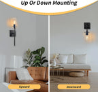 Dimmable Battery Operated Wall Sconce Set of 2, Rechargeable Wall Mount Light No Wiring, Easy Install Wireless Wall Lamp for Living Room Bedroom Hallway Farmhouse Indoor, Bulb Included - Grand Goldman