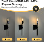 Dimmable Battery Operated Wall Sconce Set of 2, Rechargeable Wall Mount Light No Wiring, Easy Install Wireless Wall Lamp for Living Room Bedroom Hallway Farmhouse Indoor, Bulb Included - Grand Goldman