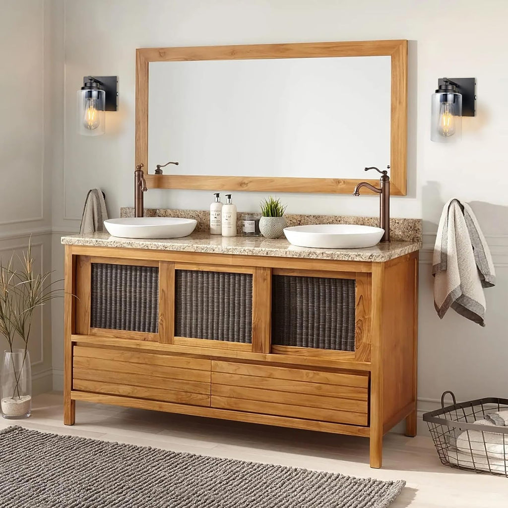 Dimmable Battery Operated Wall Sconce Set of Two, Rechargeable Wall Lamp No Wired Required, Easy Install Cordless Wall Light Fixtures for Bedroom Living Room Bathroom Hallway Farmhouse, Black - Grand Goldman