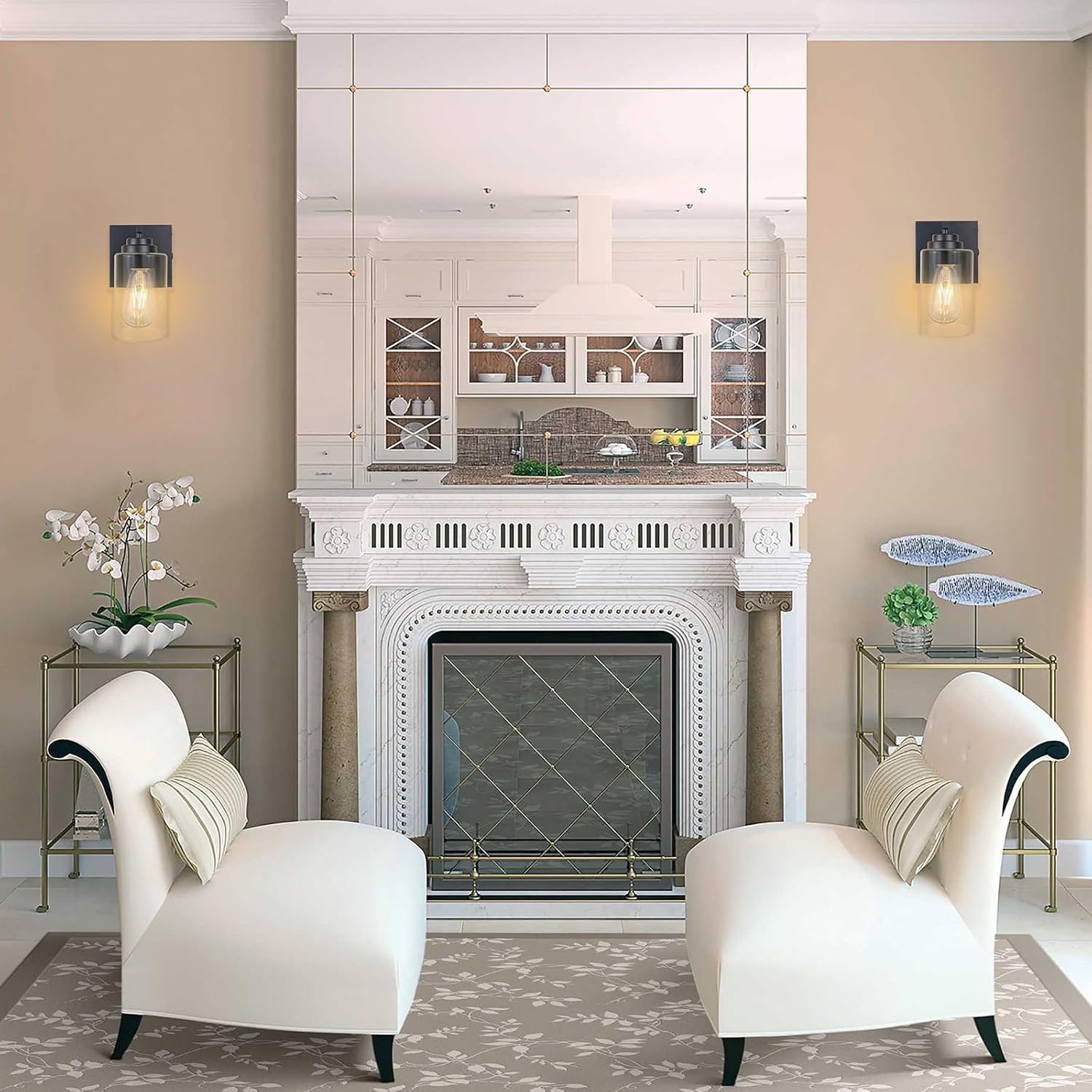 Dimmable Battery Operated Wall Sconce Set of Two, Rechargeable Wall Lamp No Wired Required, Easy Install Cordless Wall Light Fixtures for Bedroom Living Room Bathroom Hallway Farmhouse, Black - Grand Goldman