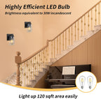 Dimmable Battery Operated Wall Sconce Set of Two, Rechargeable Wall Lamp No Wired Required, Easy Install Cordless Wall Light Fixtures for Bedroom Living Room Bathroom Hallway Farmhouse, Black - Grand Goldman