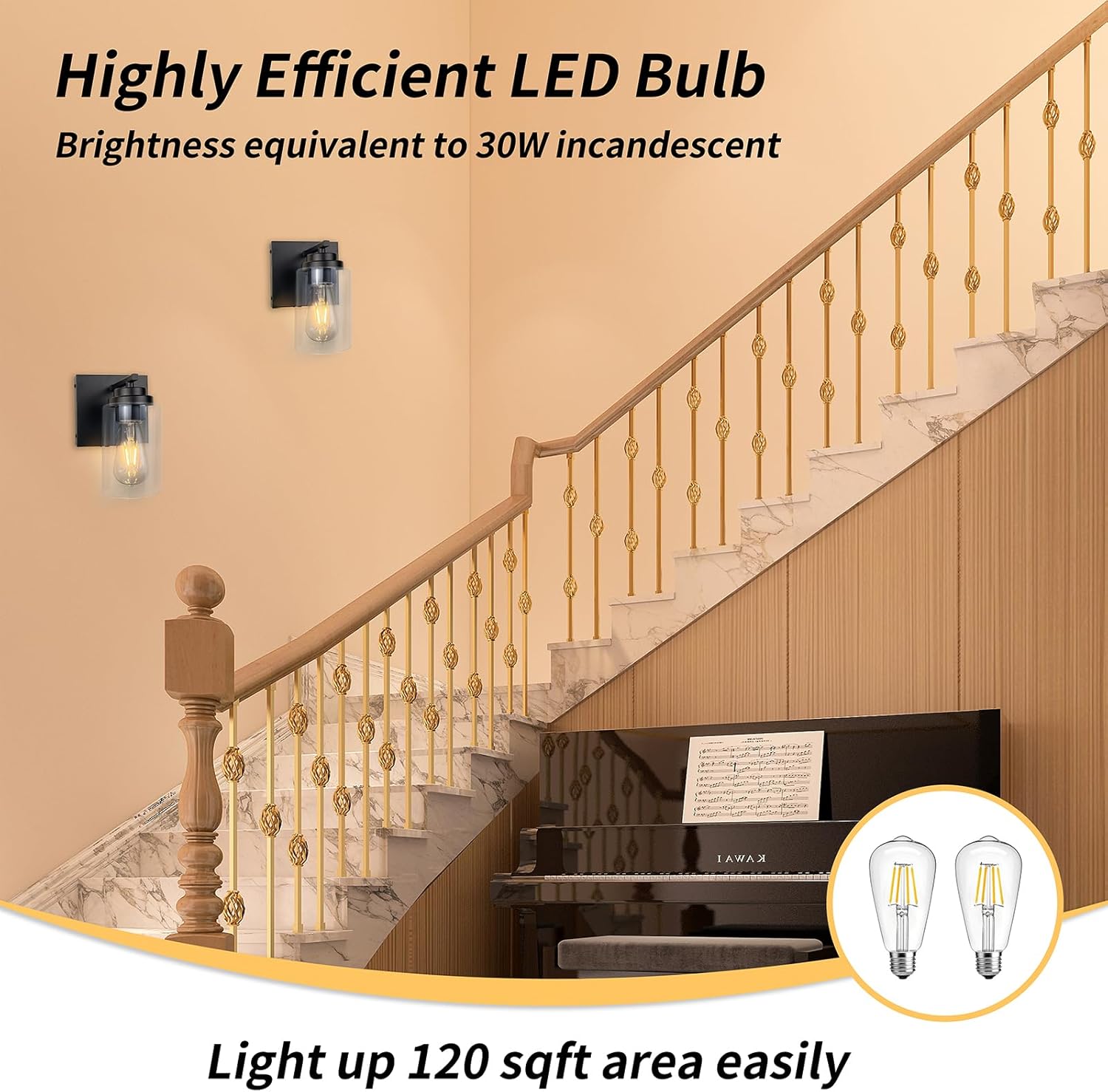 Dimmable Battery Operated Wall Sconce Set of Two, Rechargeable Wall Lamp No Wired Required, Easy Install Cordless Wall Light Fixtures for Bedroom Living Room Bathroom Hallway Farmhouse, Black - Grand Goldman