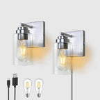 Dimmable Battery Operated Wall Sconce Set of Two, Rechargeable Wall Lamp No Wired Required, Easy Install Cordless Wall Light Fixtures for Bedroom Living Room Bathroom Hallway Farmhouse, Black - Grand Goldman