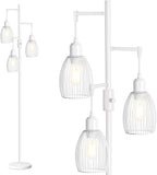 Dimmable Floor Lamp, 3 x 800LM LED Edison Bulbs Included, Farmhouse Industrial Floor Lamp Standing Tree Lamp with Elegant Teardrop Cage Tall Lamps for Living Room Bedroom Office Dining Room-Black - Grand Goldman