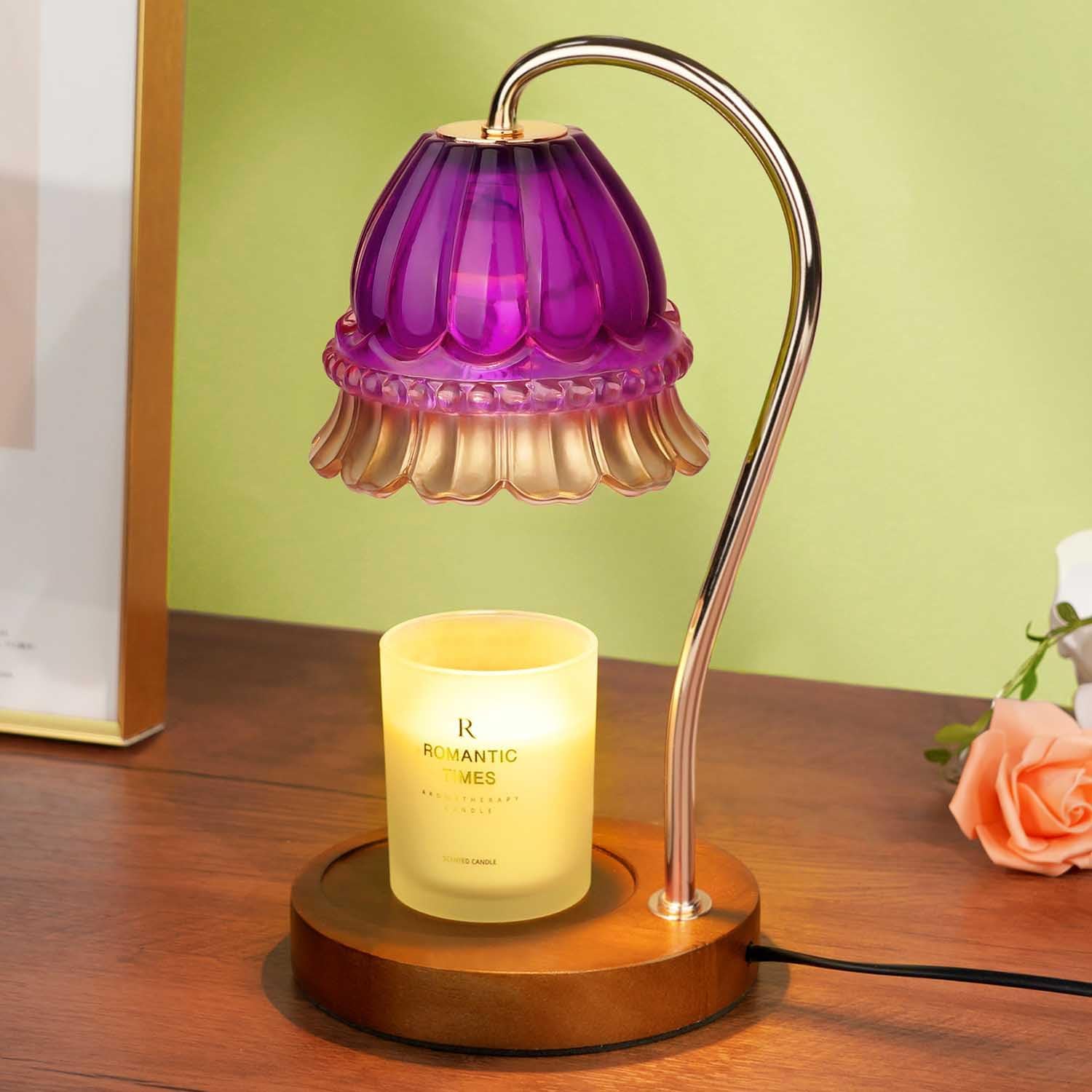 Dimmable Flower Candle Warmer Lamp with Timer, Vintage Candle Lamp Warmer for Jar Candle, 2024 Womens Gifts for Christmas, Xmas Gifts for Mom Unique, Home Decor for Bedroom Living Room Decor Aesthetic - Grand Goldman