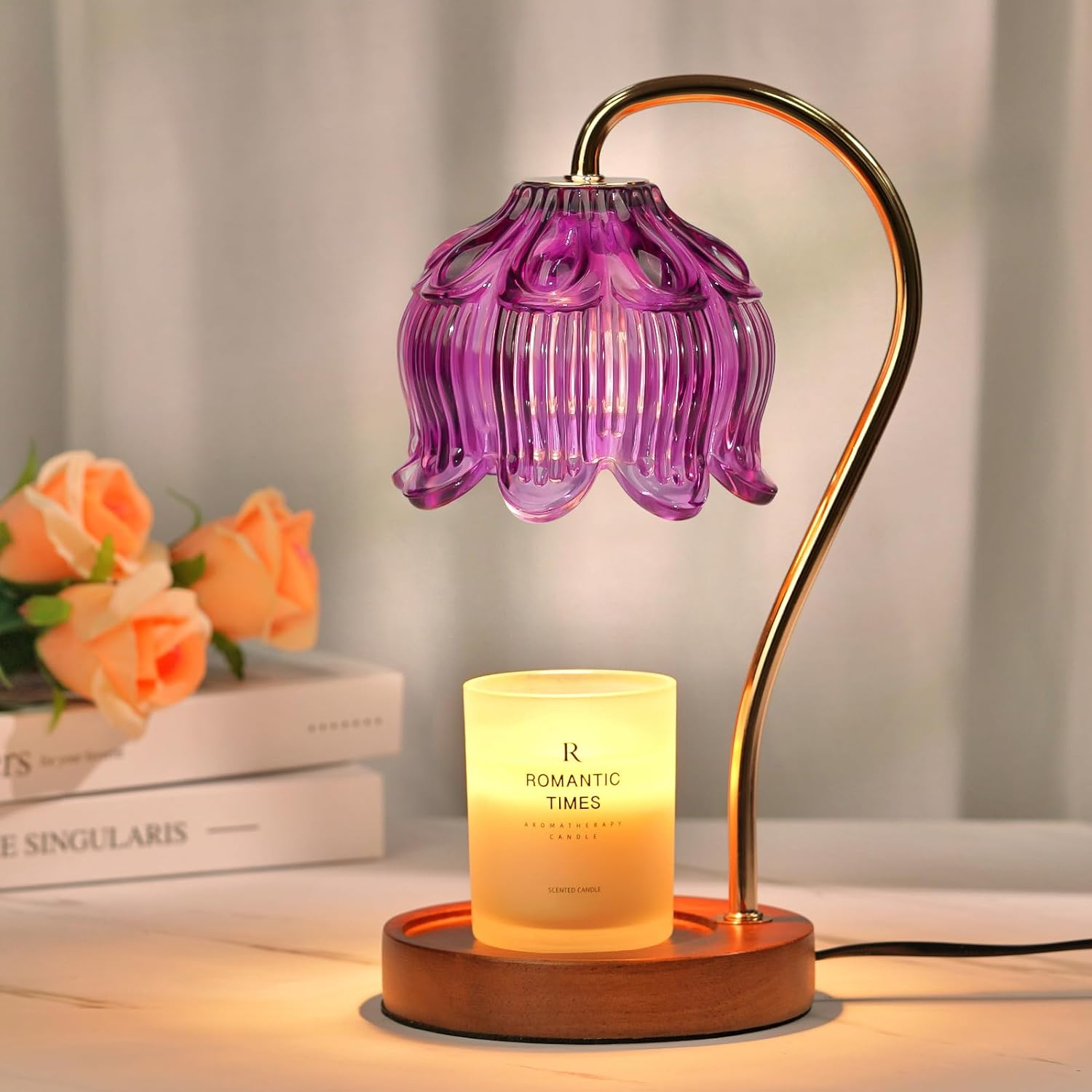 Dimmable Flower Candle Warmer Lamp with Timer, Vintage Candle Lamp Warmer for Jar Candle, 2024 Womens Gifts for Christmas, Xmas Gifts for Mom Unique, Home Decor for Bedroom Living Room Decor Aesthetic - Grand Goldman