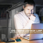 Dimmable LED Desk Lamp with USB Charging Port, 50 Lighting Modes Dual Swing Arm Architect Table Lamp Light Desk Lamp for Home Office Dorm Piano Nail - Grand Goldman