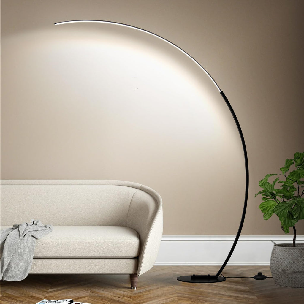 Dimmable LED Floor Lamp with 3 Color Temperatures, Ultra Bright 2000LM Arc Floor Lamps for Living Room, Modern Standing Tall Lamp with Remote Control Reading Floor Lamp for Bedroom Office Classroom - Grand Goldman
