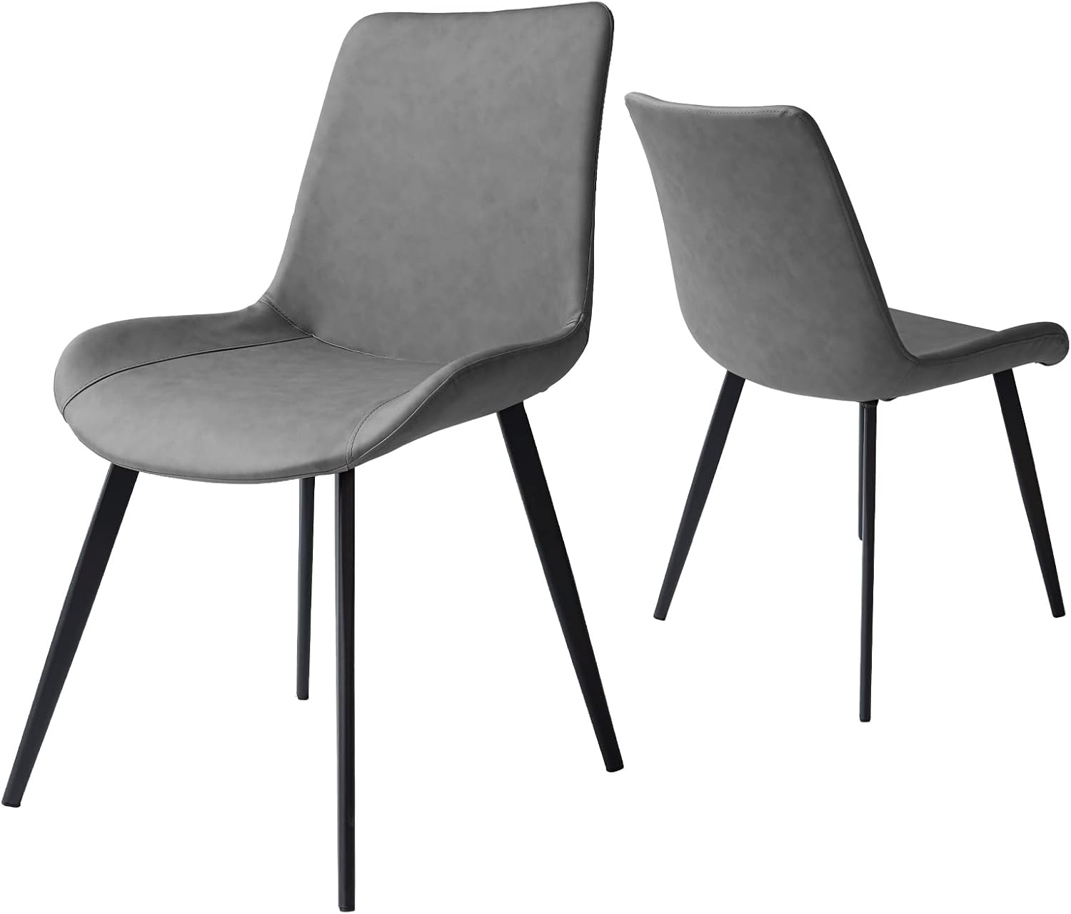 Dining Chairs Set of 4, Modern Kitchen Dining Room Chairs, Upholstered Dining Accent Side Chairs in Faux Leather Cushion Seat and Sturdy Metal Legs (Set of 4 Grey Chairs) - Grand Goldman