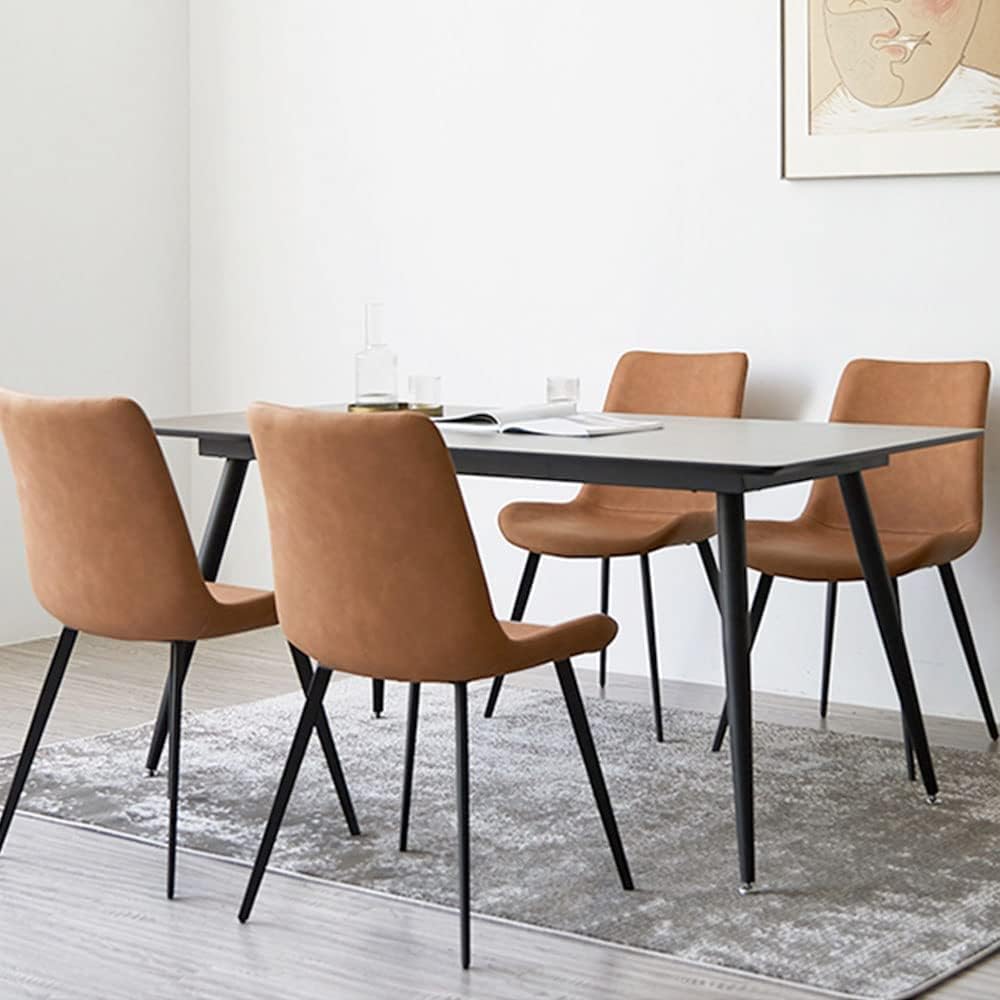 Dining Chairs Set of 4, Modern Kitchen Dining Room Chairs, Upholstered Dining Accent Side Chairs in Faux Leather Cushion Seat and Sturdy Metal Legs (Set of 4 Grey Chairs) - Grand Goldman