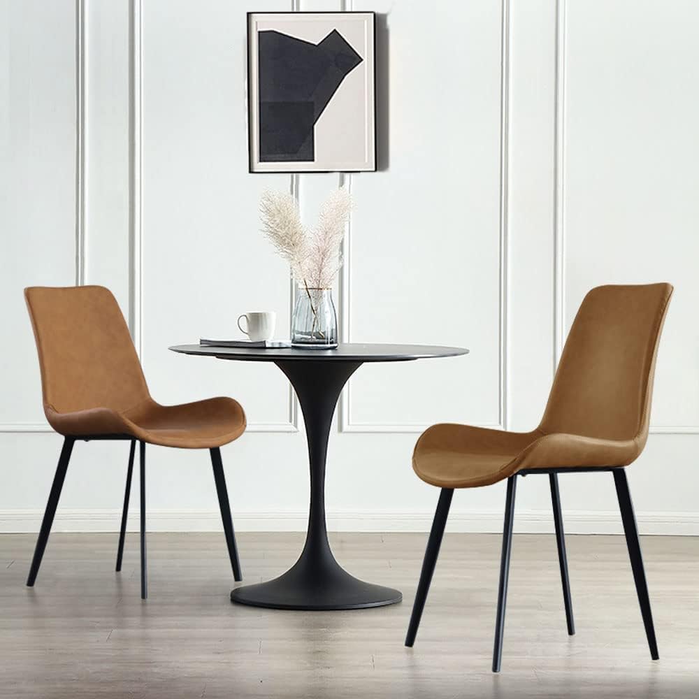 Dining Chairs Set of 4, Modern Kitchen Dining Room Chairs, Upholstered Dining Accent Side Chairs in Faux Leather Cushion Seat and Sturdy Metal Legs (Set of 4 Grey Chairs) - Grand Goldman