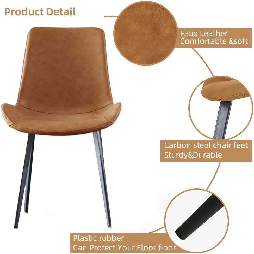 Dining Chairs Set of 4, Modern Kitchen Dining Room Chairs, Upholstered Dining Accent Side Chairs in Faux Leather Cushion Seat and Sturdy Metal Legs (Set of 4 Grey Chairs) - Grand Goldman