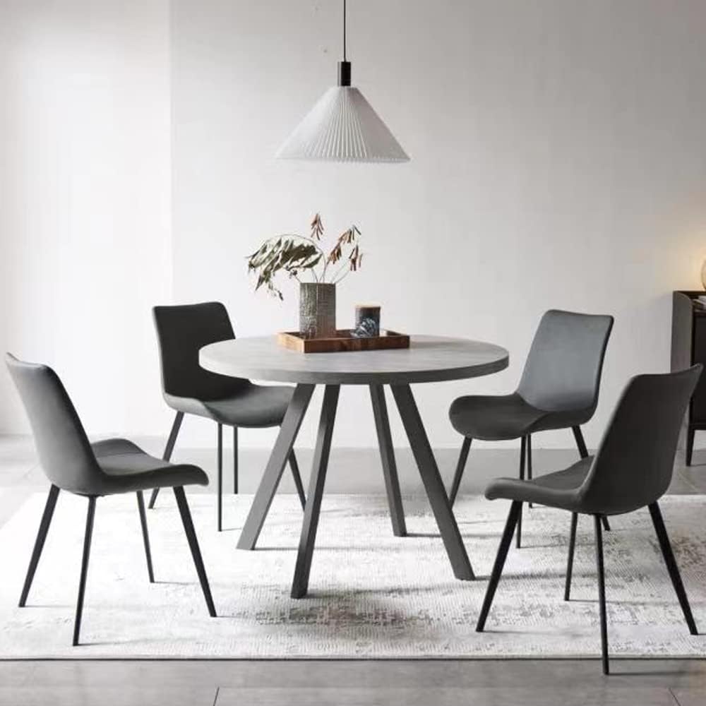 Dining Chairs Set of 4, Modern Kitchen Dining Room Chairs, Upholstered Dining Accent Side Chairs in Faux Leather Cushion Seat and Sturdy Metal Legs (Set of 4 Grey Chairs) - Grand Goldman