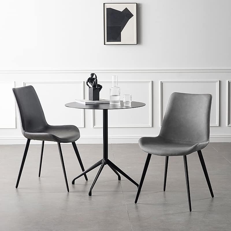 Dining Chairs Set of 4, Modern Kitchen Dining Room Chairs, Upholstered Dining Accent Side Chairs in Faux Leather Cushion Seat and Sturdy Metal Legs (Set of 4 Grey Chairs) - Grand Goldman