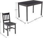 Dining Table Set for 4, 5 - Piece Kitchen Table Set 42.5 Inch Rectangular Dining Table with Chairs Solid Wood Dining Set for Kitchen/Dining Room,Home, Small Space, Apartment, Black - Grand Goldman