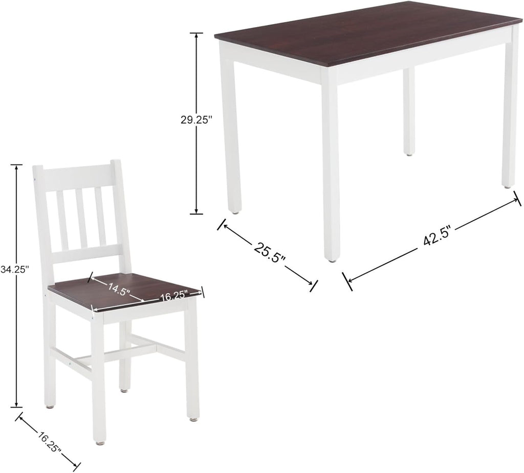 Dining Table Set for 4, 5 - Piece Kitchen Table Set 42.5 Inch Rectangular Dining Table with Chairs Solid Wood Dining Set for Kitchen/Dining Room,Home, Small Space, Apartment, Black - Grand Goldman