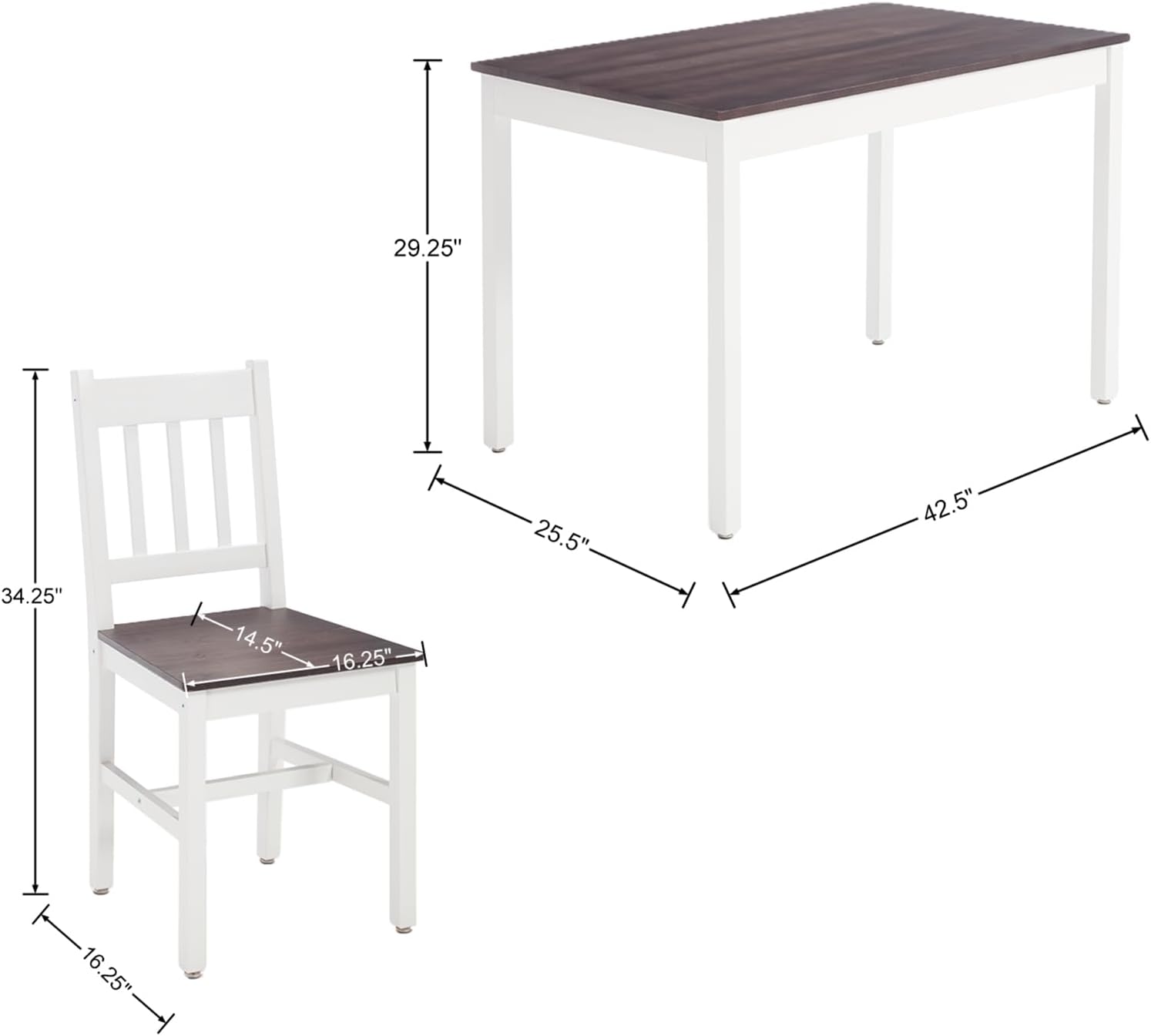 Dining Table Set for 4, 5 - Piece Kitchen Table Set 42.5 Inch Rectangular Dining Table with Chairs Solid Wood Dining Set for Kitchen/Dining Room,Home, Small Space, Apartment, Black - Grand Goldman