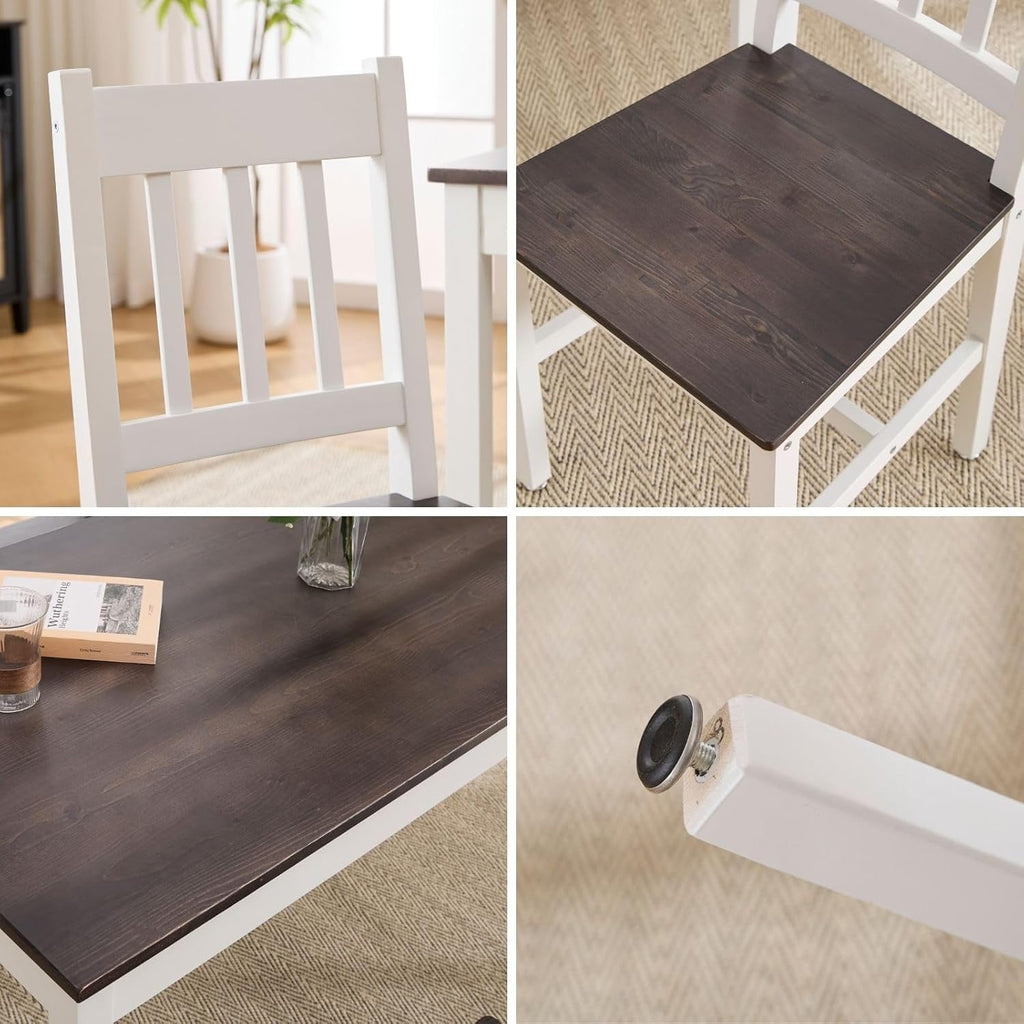 Dining Table Set for 4, 5 - Piece Kitchen Table Set 42.5 Inch Rectangular Dining Table with Chairs Solid Wood Dining Set for Kitchen/Dining Room,Home, Small Space, Apartment, Black - Grand Goldman