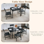 Dining Table Set for 4, Extendable Kitchen Table Cushion Chairs Set of 4, Rectangle Dining Table with Metal Frame & MDF Board, Folding for Small Apartment Saving Space, Black - Grand Goldman