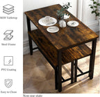 Dining Table Set for 4, Kitchen Room Table Set with 2 Benches, 3-Piece Dining Chairs Set for Breakfast Nook, Grey - Grand Goldman