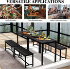 Dining Table Set for 4, Kitchen Room Table Set with 2 Benches, 3-Piece Dining Chairs Set for Breakfast Nook, Grey - Grand Goldman