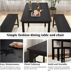 Dining Table Set for 4, Kitchen Room Table Set with 2 Benches, 3-Piece Dining Chairs Set for Breakfast Nook, Grey - Grand Goldman