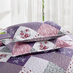 Dinjoy Purple Quilt Set Full Size, Reversible Floral Plaid Patchwork Pattern Bedding Set Soft Microfiber Lightweight Bedspread 3 Piece Spring Summer Fall Use (78x90 inches) - Grand Goldman