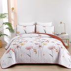 Dinjoy Quilt Set Queen Cute Floral Bedspread Coverlet Yellow Floral Quilts Microfiber Lightweight Queen Size Quilt Fall Bedding Sets Reversible Soft Quilted Bed Cover for All Season(Queen, 90"x96") - Grand Goldman