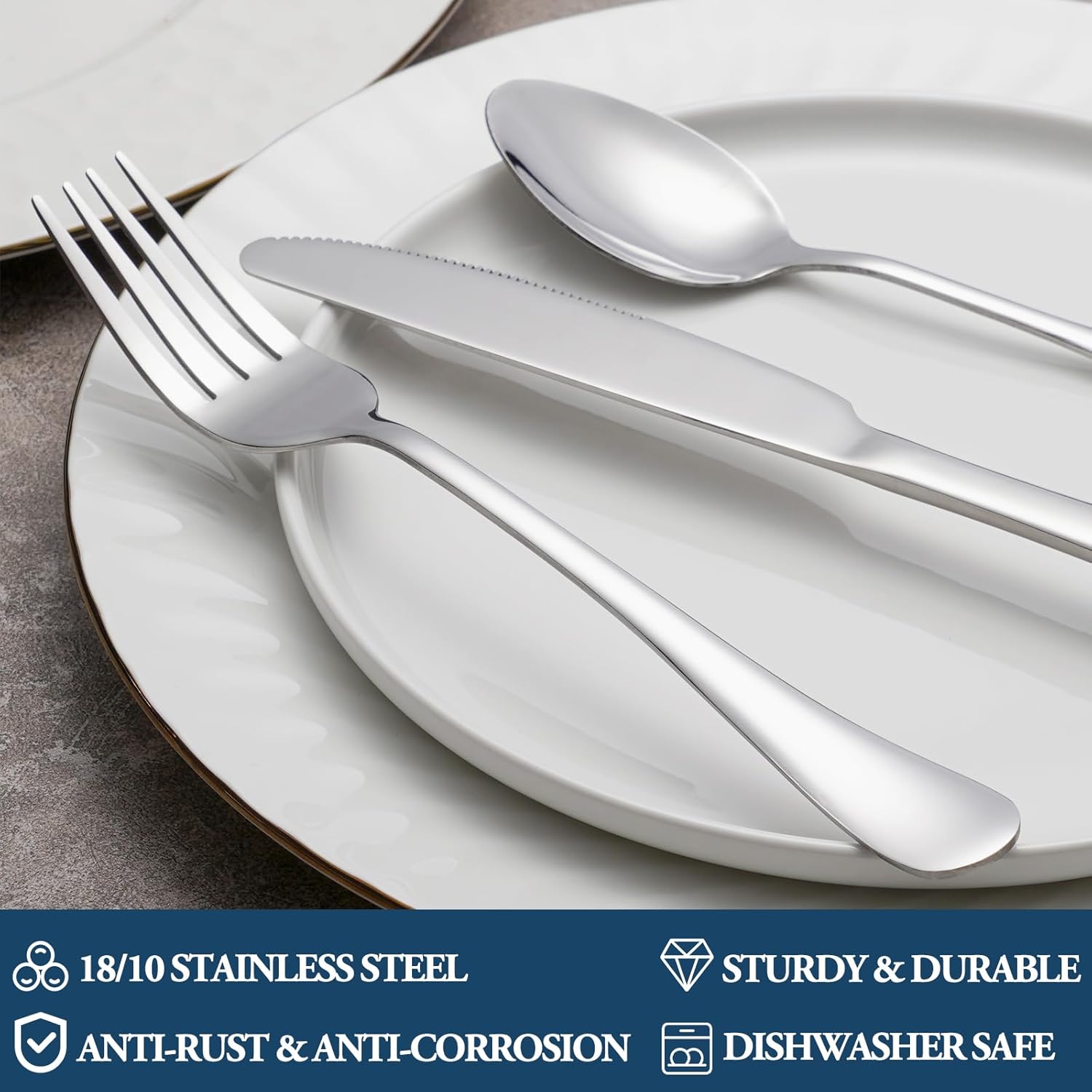 Dinner Forks,Set of 16 Top Food Grade Stainless Steel Silverware Forks,Table Forks,Flatware Forks,8 Inches,Mirror Finish & Dishwasher Safe,Use for Home,Kitchen or Restaurant - Grand Goldman