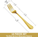 Dinner Forks,Set of 16 Top Food Grade Stainless Steel Silverware Forks,Table Forks,Flatware Forks,8 Inches,Mirror Finish & Dishwasher Safe,Use for Home,Kitchen or Restaurant - Grand Goldman