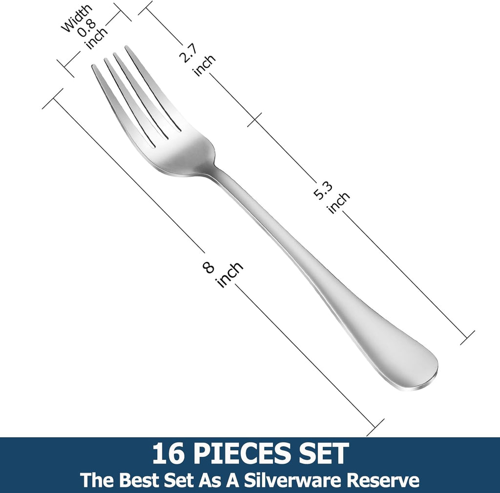 Dinner Forks,Set of 16 Top Food Grade Stainless Steel Silverware Forks,Table Forks,Flatware Forks,8 Inches,Mirror Finish & Dishwasher Safe,Use for Home,Kitchen or Restaurant - Grand Goldman