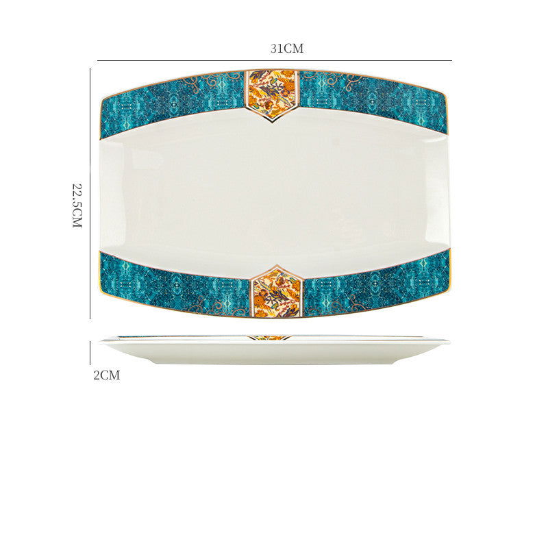 Dinner Plates Ceramic Steak Plate Web Porcelain - Grand Goldman