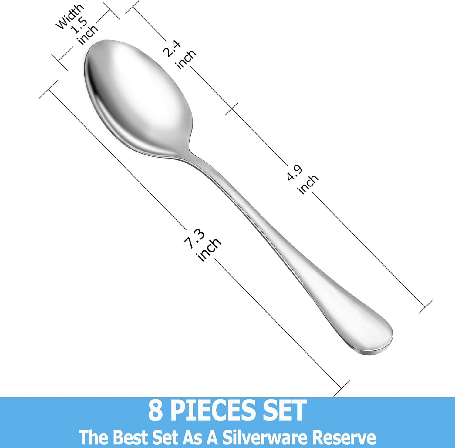 Dinner Spoon Set,16 Pcs 7.3" Tablespoons,Premium Food Grade 18/10 Stainless Steel Spoons,Durable Metal Spoons,Tablespoon,Silverware Spoons Only,Mirror Finish & Dishwasher Safe,Use for Home,Restaurant - Grand Goldman
