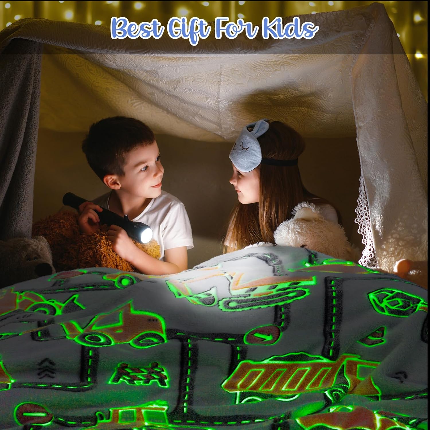 Dinosaur Gifts Toys for Boys Girls - Glow in The Dark Dino Blanket Best Christmas Birthday Valentine's Day Easter Presents for Kids Age 1 2 3 4 5 6 7 8 9 10 Year Old Child Teen Soft Throw 50"x60" - Grand Goldman