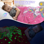 Dinosaur Gifts Toys for Boys Girls - Glow in The Dark Dino Blanket Best Christmas Birthday Valentine's Day Easter Presents for Kids Age 1 2 3 4 5 6 7 8 9 10 Year Old Child Teen Soft Throw 50"x60" - Grand Goldman