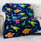 Dinosaur Gifts Toys for Boys Girls - Glow in The Dark Dino Blanket Best Christmas Birthday Valentine's Day Easter Presents for Kids Age 1 2 3 4 5 6 7 8 9 10 Year Old Child Teen Soft Throw 50"x60" - Grand Goldman