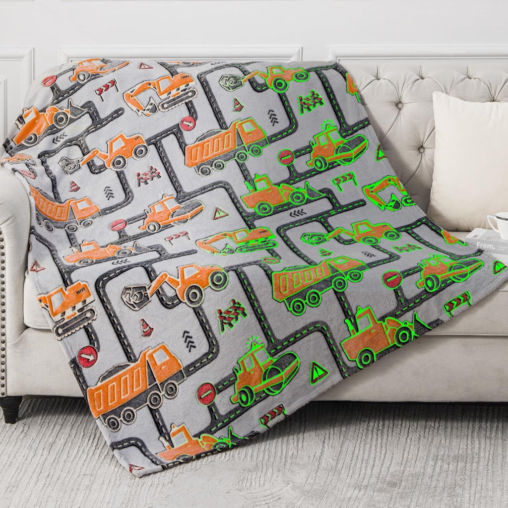 Dinosaur Gifts Toys for Boys Girls - Glow in The Dark Dino Blanket Best Christmas Birthday Valentine's Day Easter Presents for Kids Age 1 2 3 4 5 6 7 8 9 10 Year Old Child Teen Soft Throw 50"x60" - Grand Goldman
